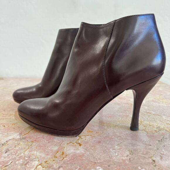 Via Spiga Shoes - Vintage Via Spiga Chocolate Brown Heeled Leather Ankle Boots Womens 7.5 Stiletto